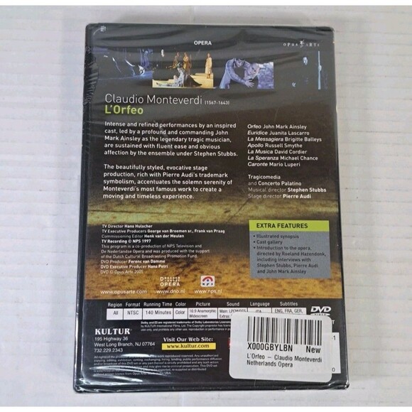 Claudio Monteverdi: L’Orfeo Opera DVD New Sealed Classical Baroque Performance - Picture 2 of 2